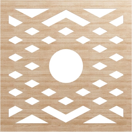 Ekena Millwork Chevron Wood Fretwork Pierced Ceiling Medallion, Alder, 38"OD x 9 7/8"ID x 3/8"T CMWP38X38X0375CHAL